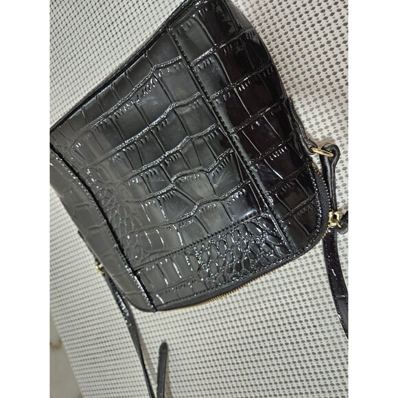Liz Claiborne Women's Crossbody Bag Small Black Faux Leather Croc Textured - Picture 4 of 8